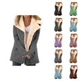 thumbnail image 1 of Womens Winter Coats Long Sleeve Lined Suede Button Notch Collar Cardigan Jacket Outerwear with Pockets, 1 of 5