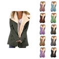thumbnail image 1 of Womens Winter Coats Long Sleeve Suede Lined Button Notch Collar Cardigan Jacket with Pockets Outerwear, 1 of 5