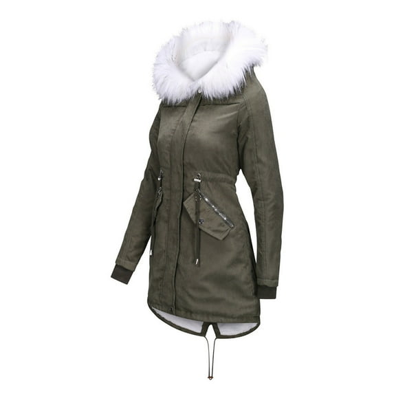Baikeli Womens Winter Coats Plus Size Womens Warm Long Coat Hoodies Collar Jacket Slim Winter Parkas Outwear Coats