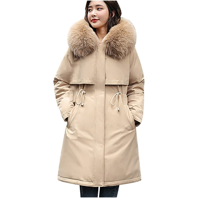 Female Warm Winter Jacket 2020 Fashion Women Hooded Fur Collar