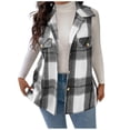 thumbnail image 1 of Womens Winter Coats Sevevn Women's Plaid Button Down Vest Sleeveless Lapel Jacket Casual Checkered Outerwear for Fall Winter, 1 of 6