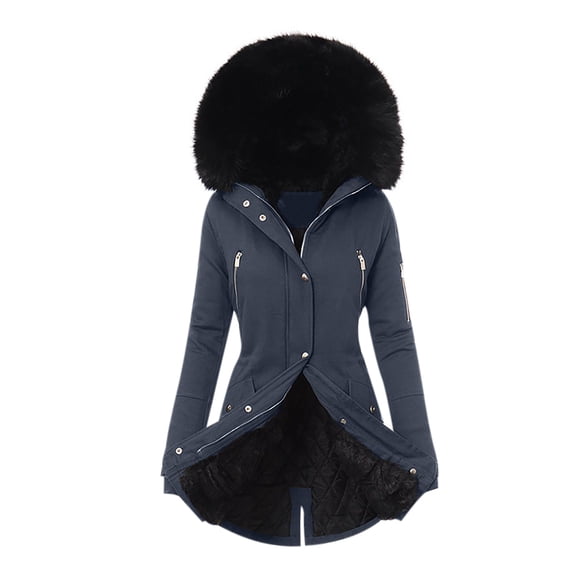 Womens Winter Coats Sherpa Fleece Lined Parka Jacket Long Sleeve Outerwear Jacket With Pockets Thicken Military Hoodie