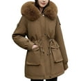 thumbnail image 1 of Womens Winter Coats Thicken Warm Parka Oversized Puffer Jacket Padded Outerwear with Shaggy Hood Adjustable Waist Trendy 2025 Jackets Coat, 1 of 4