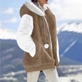 thumbnail image 1 of Womens Winter Coats Winter Jackets for Women Winter Coats For Women Fleece Jacket Hooded Color Block Patchwork Cardigan Coat Outerwear With Pocket, 1 of 7