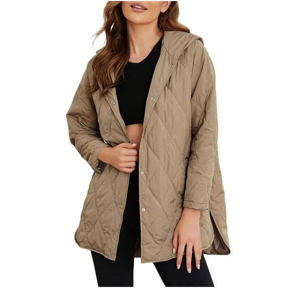 Womens Winter Coats,Winter Jackets for Women,Winter Solid Color Pocket Jacket with Buttons for Warmth,Womens Winter Jacket