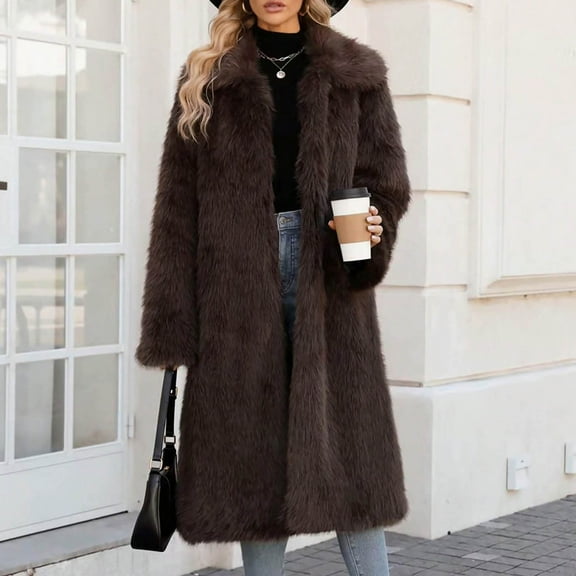 Womens Winter Coats Winter Jackets for Women Winter Solid Color Long Sleeved Collar Warm Jacket Faux Top Jacket