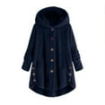 thumbnail image 1 of Womens Winter Coats, Women Plus Size Button Plush Tops Hooded Loose Cardigan Wool Coat Winter Jacket, 1 of 7
