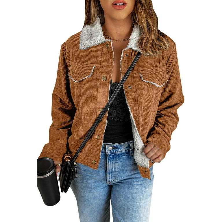 Fleece lined corduroy jacket womens best sale