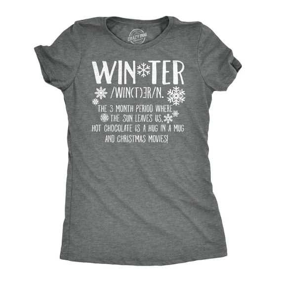 Womens Winter Definition Funny Christmas English T shirt for Ladies Womens Graphic Tees