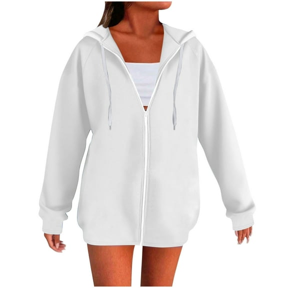 Womens Winter Fall Coats Open-Front Full-Zip Sweatshirt Thermal Lounge Warm Hooded Sweater Top Relaxed Fit Blouses Solid Basic Long Sleeve Blouse with Pockets