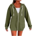 thumbnail image 1 of Womens Winter Fall Coats Open-Front Full-Zip Sweatshirt Thermal Lounge Warm Hooded Sweater Top Relaxed Fit Blouses Solid Basic Long Sleeve Blouse with Pockets, 1 of 5