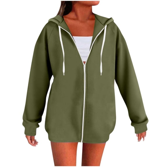 Womens Winter Fall Coats Open-Front Full-Zip Sweatshirt Thermal Lounge Warm Hooded Sweater Top Relaxed Fit Blouses Solid Basic Long Sleeve Blouse with Pockets
