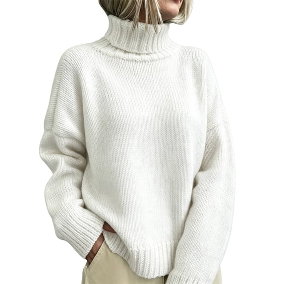 Womens Winter Fall Turtleneck Cable Knit Chunky Sweaters Pullover Winter Tops,Elegant,High Neck,Long Sleeve,Outerwear,Cozy,Trendy Clothes