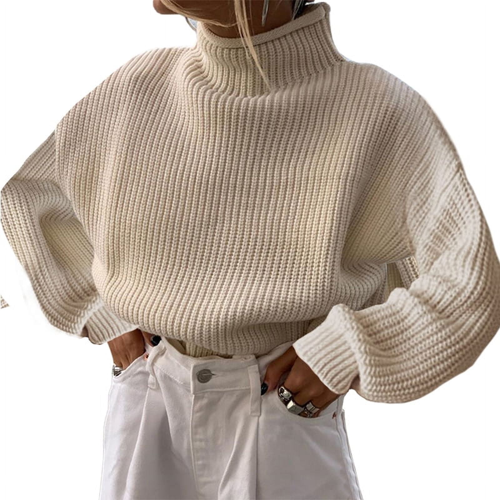 Ivory High Neck Solid Oversized Women Turtleneck Sweater Autumn Winter  Thick Warm Pullover Top Oversized Casual Loose Knitted Jumper Apparel Shein  Clothes - China Clothes and Clothing price