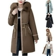 thumbnail image 1 of Womens Winter Fashion Coats Casual Jacket Thick Long Sleeved Solid Color Plus Size Loose Coffee Outerwear Jacket M-5XL, 1 of 4