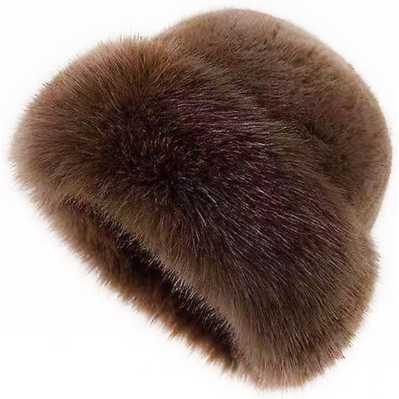 Womens Winter Faux Fur Bucket Hat, Fur Hat For Women & Warm Faux Mink Plush Design, Fluffy Fisherman Fuzzy Bucket Hat for Cold Weather Protection