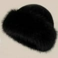 thumbnail image 1 of Womens Winter Faux Fur Bucket Hat, Thick Fluffy Fisherman, Winter Warmer Cap for Women Black, 1 of 3