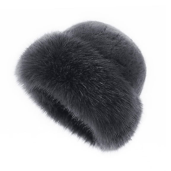 Womens Winter Faux Fur Bucket Hat, Warm Faux Mink Plush Hat Fluffy Fisherman Fuzzy Bucket Hat Russian Hat for Outdoor