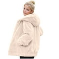 thumbnail image 1 of Womens Winter Fleece Jacket Fuzzy Sherpa Full Zip Hoodies Cozy Warm Long Sleeve Casual Teddy Coats with Pockets, 1 of 3