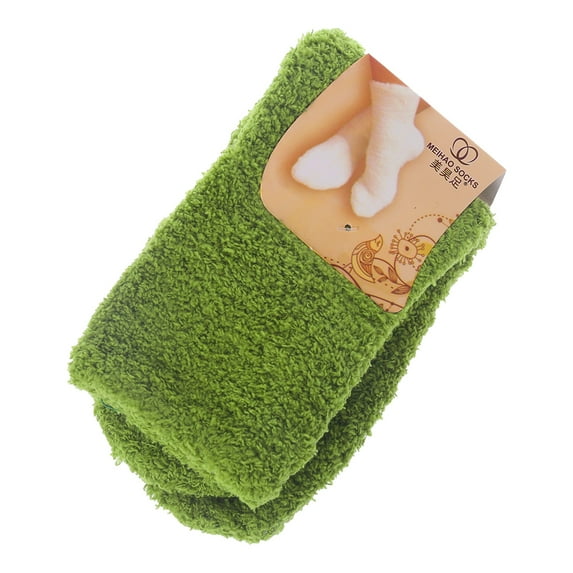 Womens Winter Fluffy Long Socks Thick Warm Coral Fleece Sleep Floor Candy Color