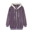 thumbnail image 1 of Womens Winter Fuzzy Fleece Jacket Hooded Color Block Patchwork Cardigan Coats Outerwear with Pockets, 1 of 7