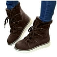 thumbnail image 1 of Womens Winter Fuzzy Mid Calf Combat Boots Fashion Casual Suede Thermal Plush Lined Platform Chunky Snow Boots Brown Size 7.5, 1 of 7
