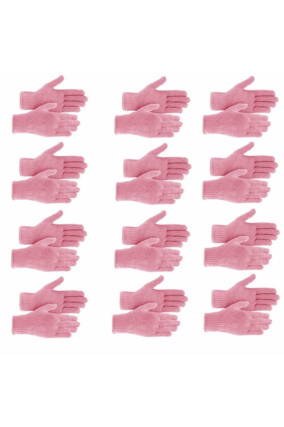 Womens Winter Gloves 12 Pairs Girls Soft Stretchy Gloves Knitted Mittens