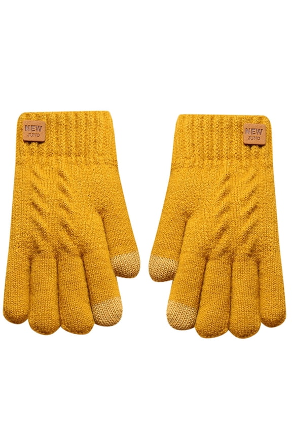 Womens Winter Gloves Cable Knit Warm Thermal Glove Yellow One Size