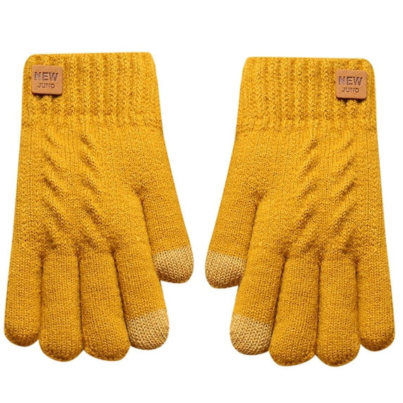 Womens Winter Gloves Cable Knit Warm Thermal Glove Yellow One Size