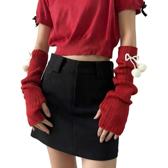 Womens Winter Gloves Gloves Winter Knitted Fingerless With Long Arm Warmers for And Girls Textured Crochet Hand Mittens