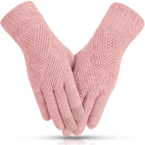 Womens Winter Gloves - Gloves for Women Cold Weather, Warm Touch Screen Fleece Lined Glove, Elastic Cuff Knit Glove