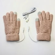 Womens Winter Gloves Hwkond USB Heated Gloves Heated Mittens Women Winter Warm Double-sided Heating Full Hands USB Rechargeable Gloves on Sale