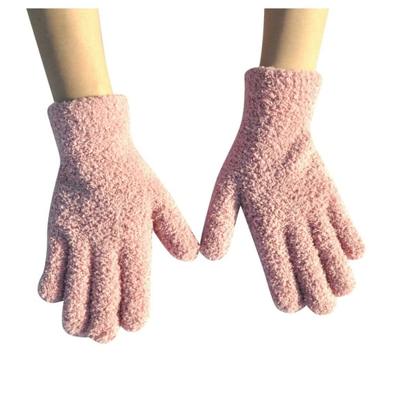 Womens Winter Gloves Winter Clothes for Women Men's And Women's Winter Thick Warm And Cold Knitted Solid Color Velvet Gloves