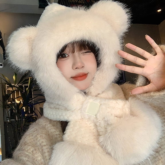 Womens Winter Hat Fox Hat Yellow Beanie Winter Scarf For Women Snow Hats For Women