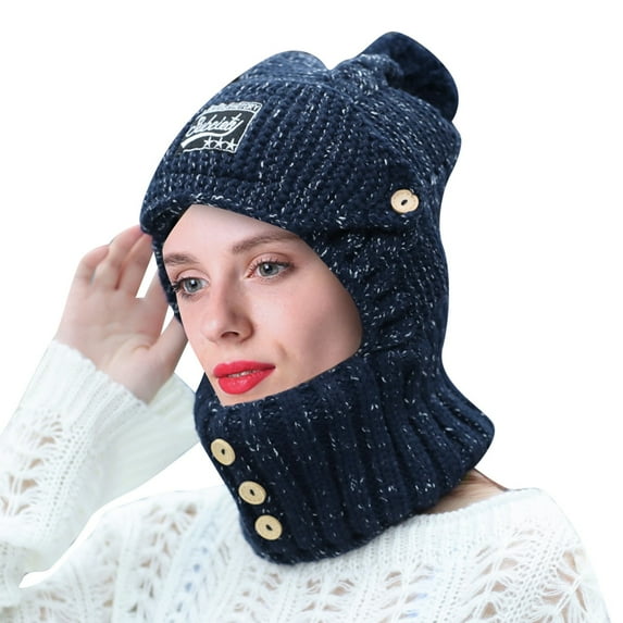 Womens Winter Hat Winter Beanie Knitted Hat With Ear Protectors Lined Womens Beaniess Hat Winter Hat Scarf Maskss Set 3 and 1 Women Knitted Hat Scarf