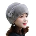 thumbnail image 1 of Womens Winter Hat, Real Waterproof Fluffy Roller Hat,Knitted Beanie Braided Real Hair Warm Basin Hat Gray One Size, 1 of 2