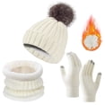 thumbnail image 1 of TYGHBN Womens Winter Hat Scarf Glove Set Lined Knit Hat Warm Long Scarf Winter 3 PC Set Hat Gloves Scarf Hat Set for Girls Hat Gloves Scarf Hat Gloves Set Scarf Gloves Set Men Gloves Scarf Set for, 1 of 5