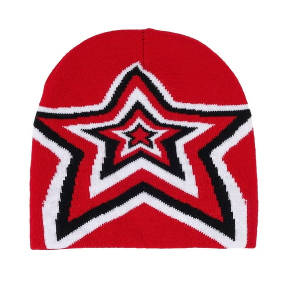 Womens Winter Hat Star Print Lightweight Warm Pullover Cap Stretchy Casual Soft Comfortable Trendy Beanie Hat