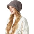 thumbnail image 1 of Womens Winter Hat Warm Knit Hat Slouchy Beanie Cap with Brim, Fleece Lined Ear Protection Beret Hat Newsboy Cap, Winter Gifts Outdoor Daily Adjustable 21.7 - 23.6 Inch, 1 of 7