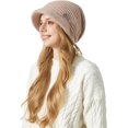 thumbnail image 1 of Womens Winter Hat Warm Knit Hat Slouchy Beanie Cap with Brim, Fleece Lined Ear Protection Beret Hat Newsboy Cap, Winter Gifts Outdoor Daily Adjustable 21.7 - 23.6 Inch, 1 of 7