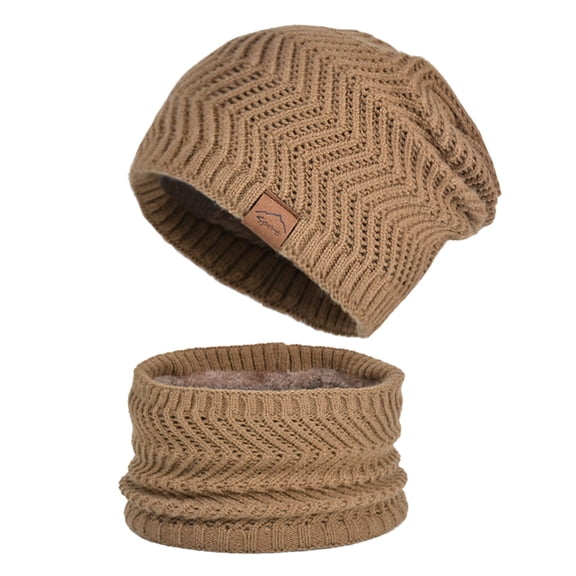 Womens Winter Hat Winter Hats for Men Couples Winter Outdoor Cycling Men And Women Knitting Wool Cap And Collar Two Piece Cotton Warm Hat