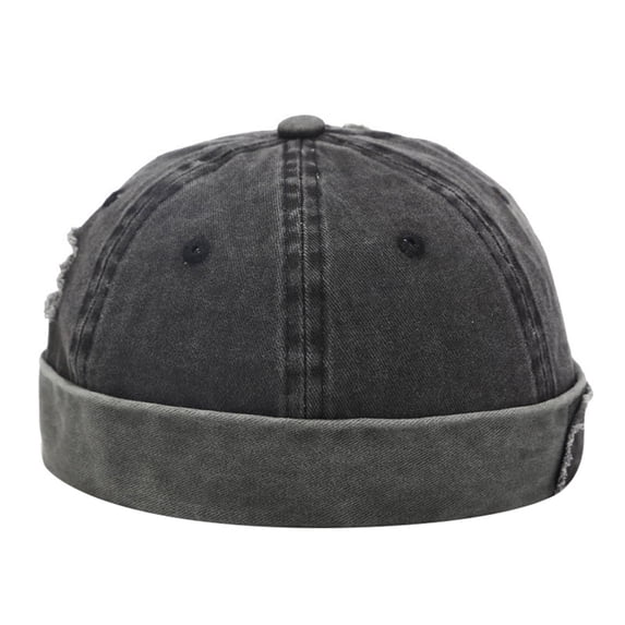 Womens Winter Hats Fashion Cotton Brimless Hat Rolled Cuff Casual Beanie Adjustable Design Hats for Women Men Black One Size
