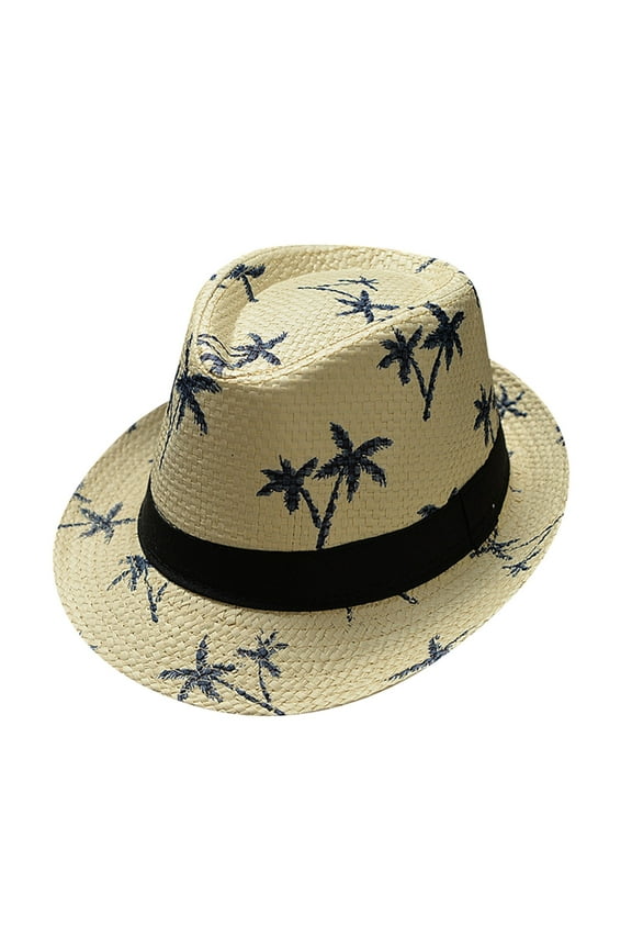 Womens Winter Hats Parent-Child Tree Print Paper Jazz Sun Hat for Beach Hats for Women Men Beige One Size