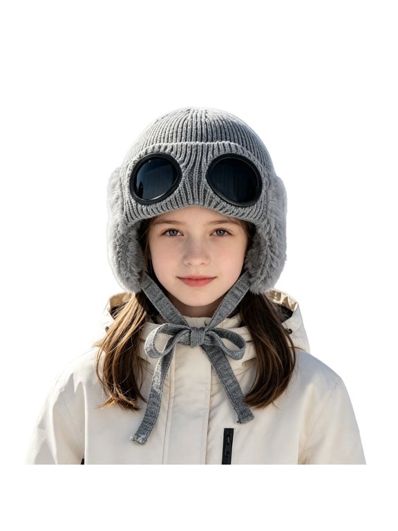 Womens Winter Hats Sales Fleece Earflap Goggle Accent Headpiece Winter Beanie for Women