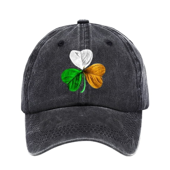 Womens Winter Hats Washed Cotton St. Pat Print Baseball Cap Vintage Style Dad Hat Hats for Women Men Black One Size