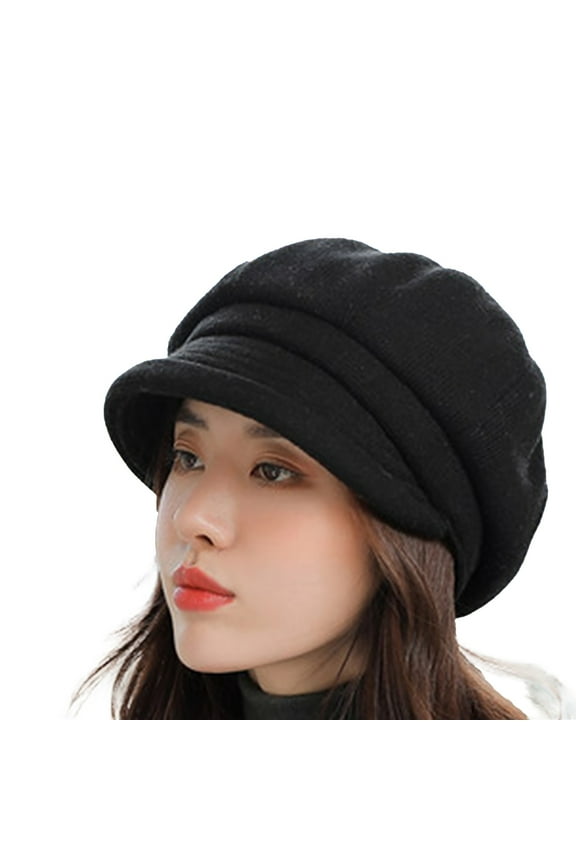 Womens Winter Hats For Women Vintage Newsboy Cap Visor Beret Hats Soft Panels Cabbie Hat For Girls Nylon Spandex Material One Size Fall Fashion Must Haves