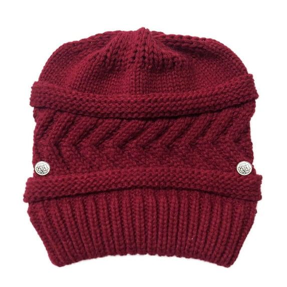 Womens Winter Hats Women's Winter Stitching Knitted Warm Peaked Beret Hats for Women Men Red One Size