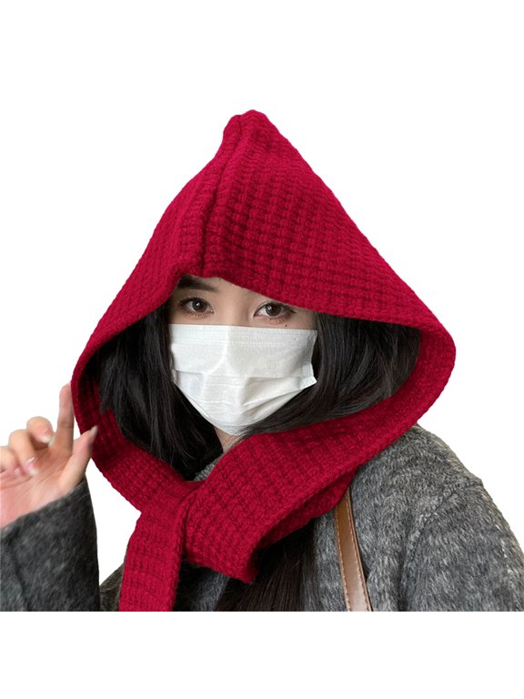Womens Winter Hats with Wool Thickening Hairball Snowboard Beanie Peruvian Cover Ears Beanie Hat Pom Knit Earflap Hats Travel Commute Must-have Red One Size