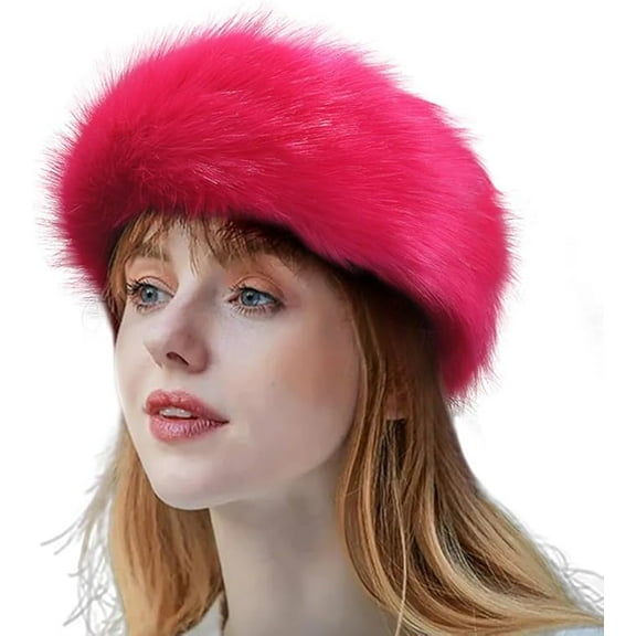 Womens Winter Headbands, Faux Fur Headband, Elastic Ear Warmers Furry Ear Muffs