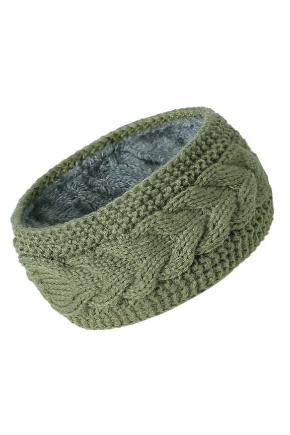 Womens Winter Headbands, Fleece Lined Knit Head Wrap for Cold Weather, Fashion Solid Color Wide Ear Warmer Headband for Fall and Winter, Warm Fuzzy Stretchy Headband